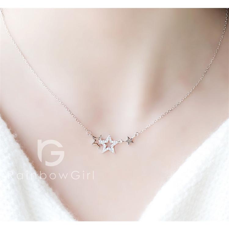 RainbowGirl ネックレス レディース 星形 星ペンダント ダイヤ 可愛い