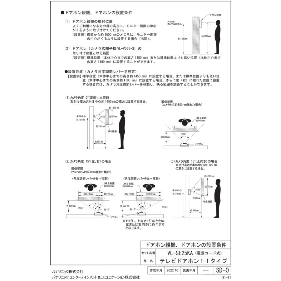 Panasonic（パナソニック） VL-SE25KA テレビドアホン 1-2タイプ 約2.7