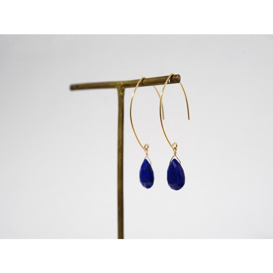 ラピスラズリ ピアス レディース K18 アメリカンピアス フックピアス