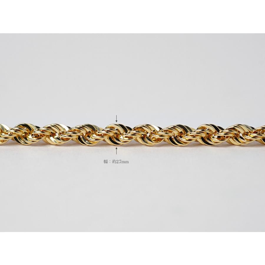 K18 ロープ ネックレスチェーン 2.7mm レディース ネックレス パイプ
