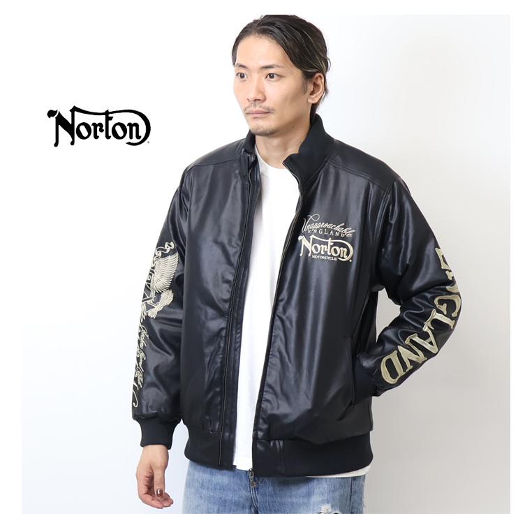 ノートン（NORTON） MAX刺繍デザイン 衿スタンドリブ PU中綿ジャケット