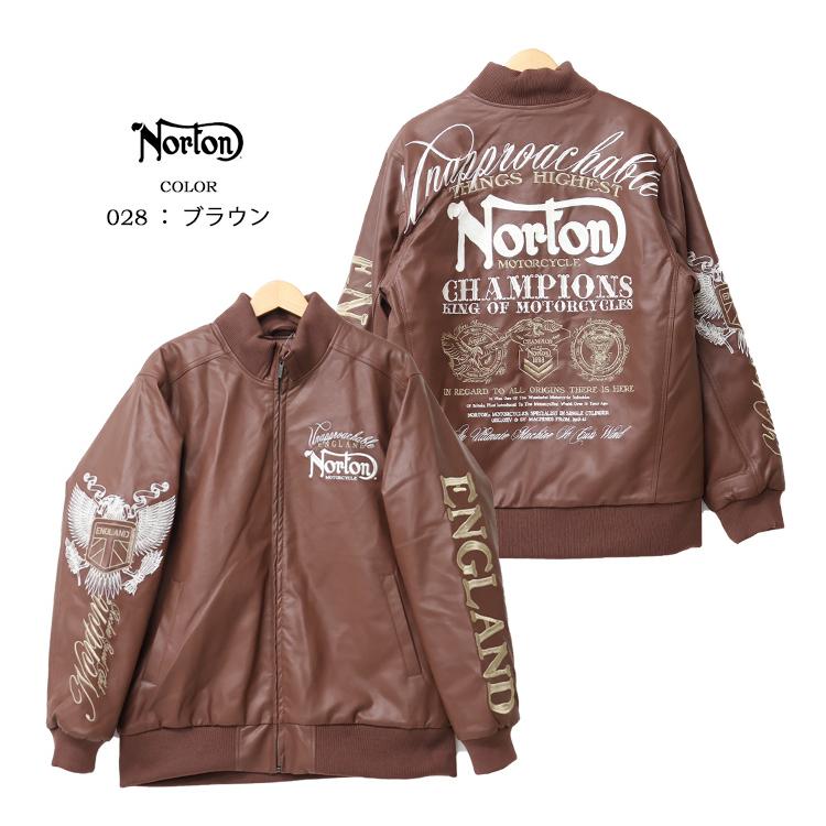 ノートン（NORTON） MAX刺繍デザイン 衿スタンドリブ PU中綿ジャケット