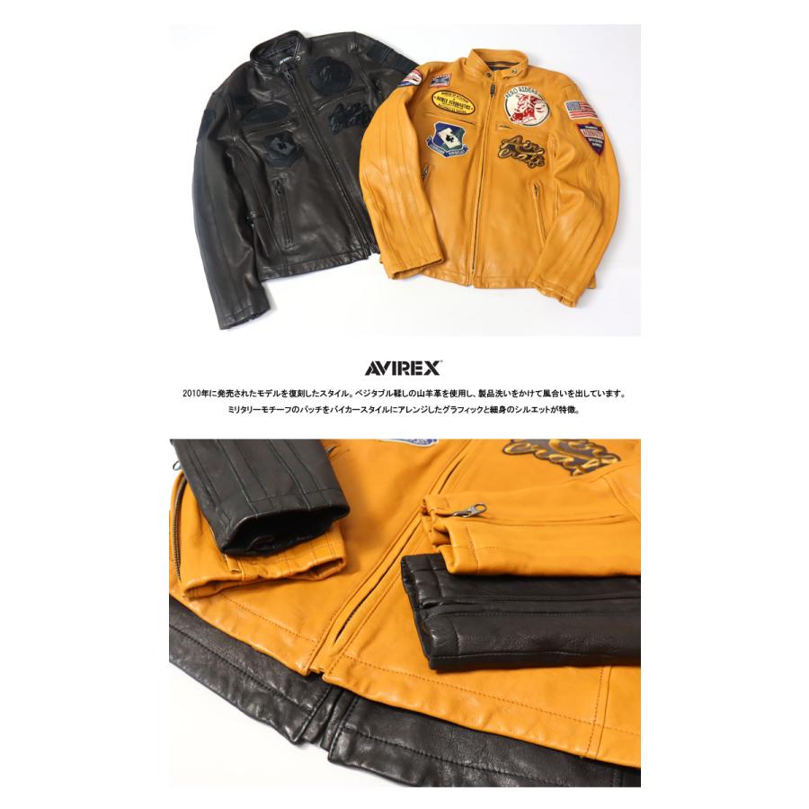 AVIREX（アヴィレックス） パッチド ライダースジャケット レザー