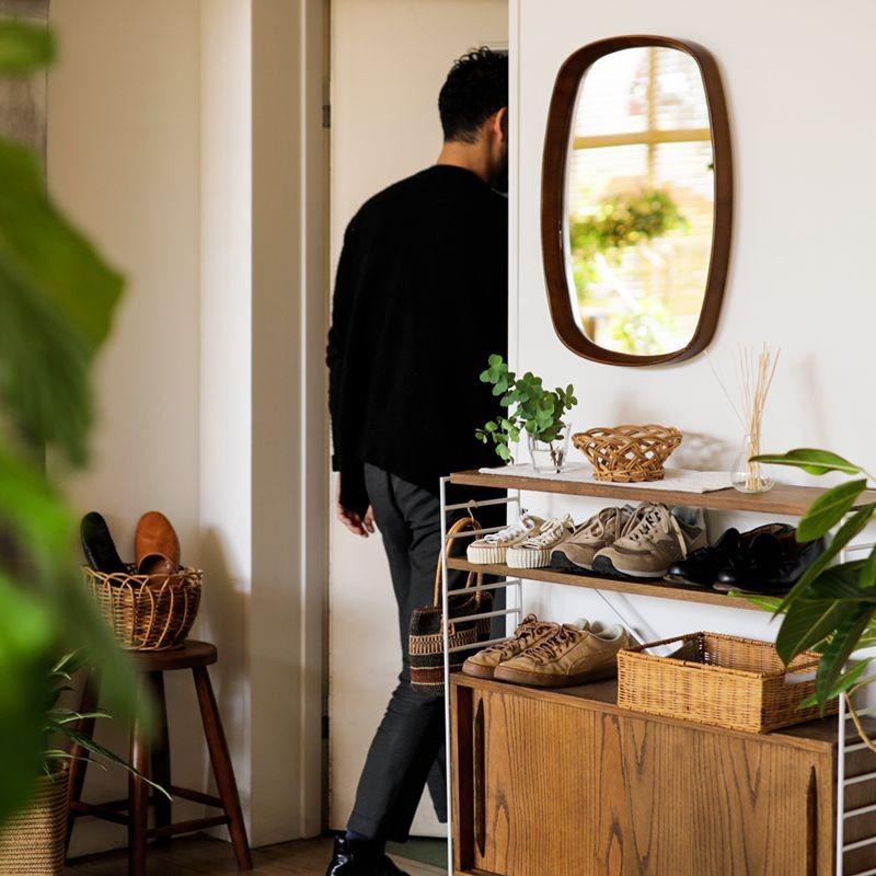 ヴィンテージ ラウンド ウォールミラー レトロモダン壁掛け鏡 ミッド