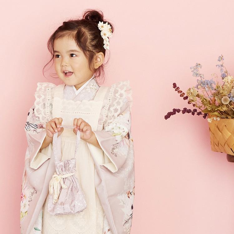 七五三 着物 3歳 女の子 レンタル いちは くすみピンク ベージ パール