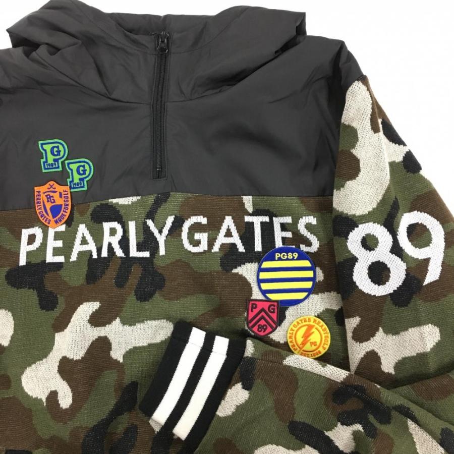 新品】パーリーゲイツ 中綿ニットブルゾン ダークグリーン×黒 迷彩