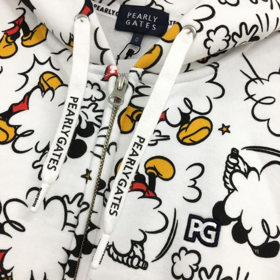 新品】パーリーゲイツ×ディズニー ジップパーカー 白×黒 ミッキー総柄