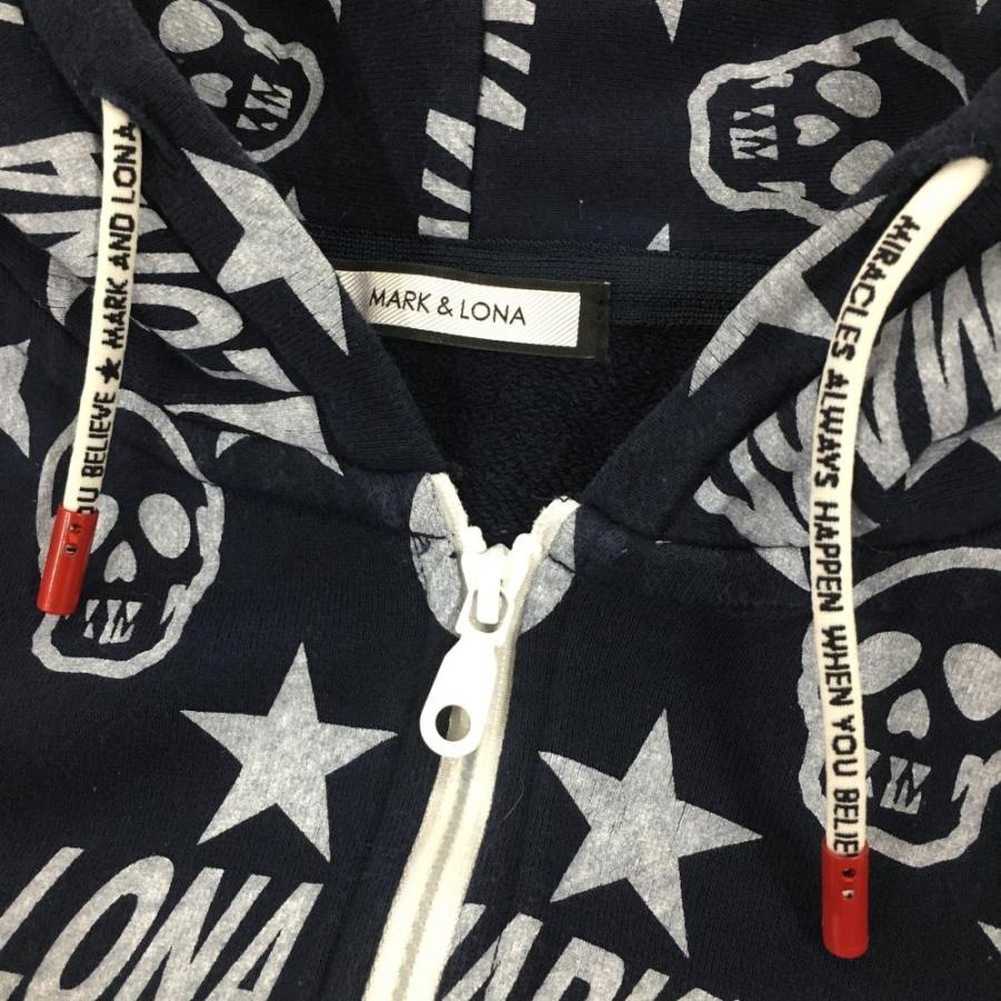 MARK&LONA（マークアンドロナ） ジップパーカー ネイビー×白 総柄