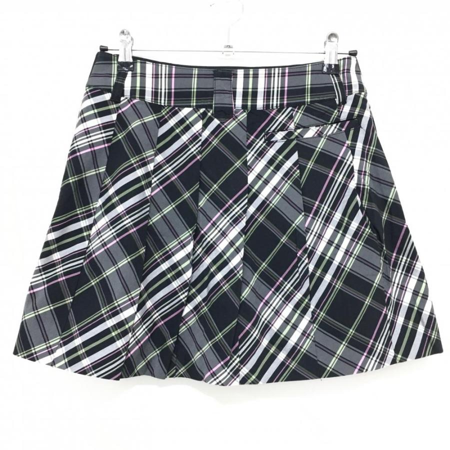 23区GOLF 23区スポーツ プリーツスカート 黒×白 チェック ストレッチ