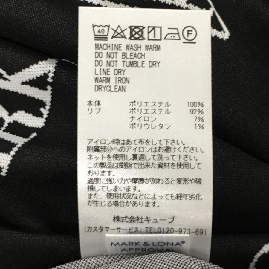 MARK&LONA（マークアンドロナ） 半袖ポロシャツ 黒×白 斜めロゴ総柄