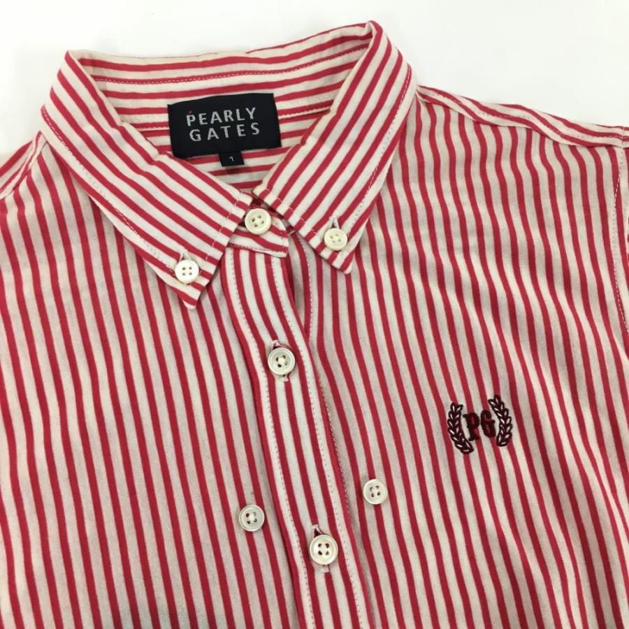 PEARLY GATES（パーリーゲイツ） 長袖シャツ レッド×白 ストライプ