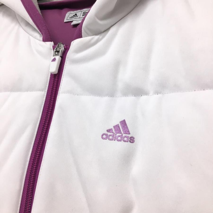 adidas（アディダス） 半袖ダウンジャケット 白×パープル フード3