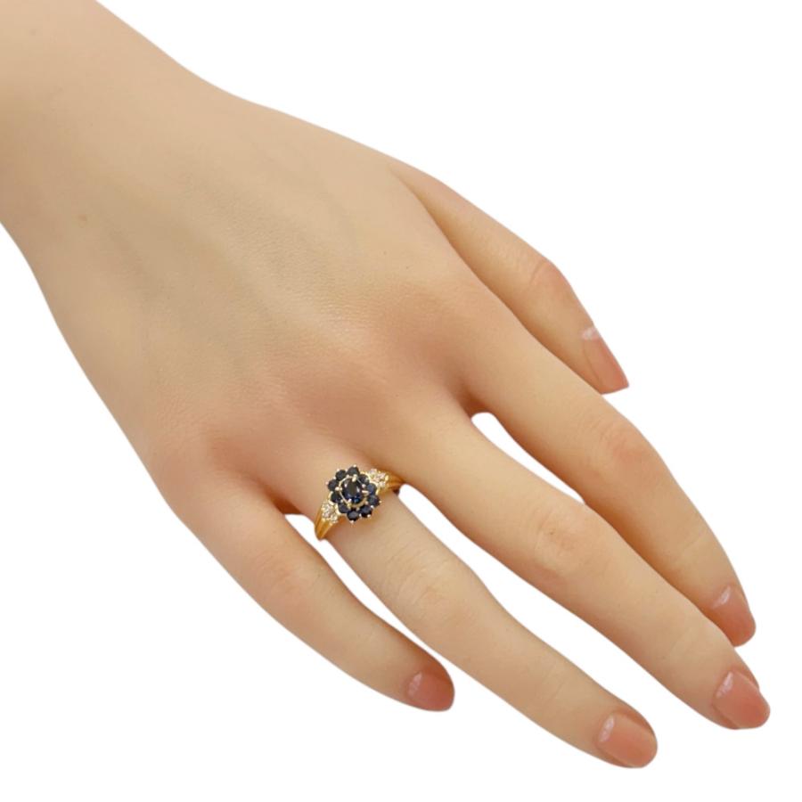 リング 指輪 12号 18金 K18イエローゴールド サファイア レディース