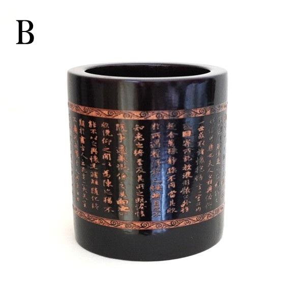 王羲之 蘭亭序 筆立て ペン立て 竹製 書道用具 文房具 筆筒 : 書道用品