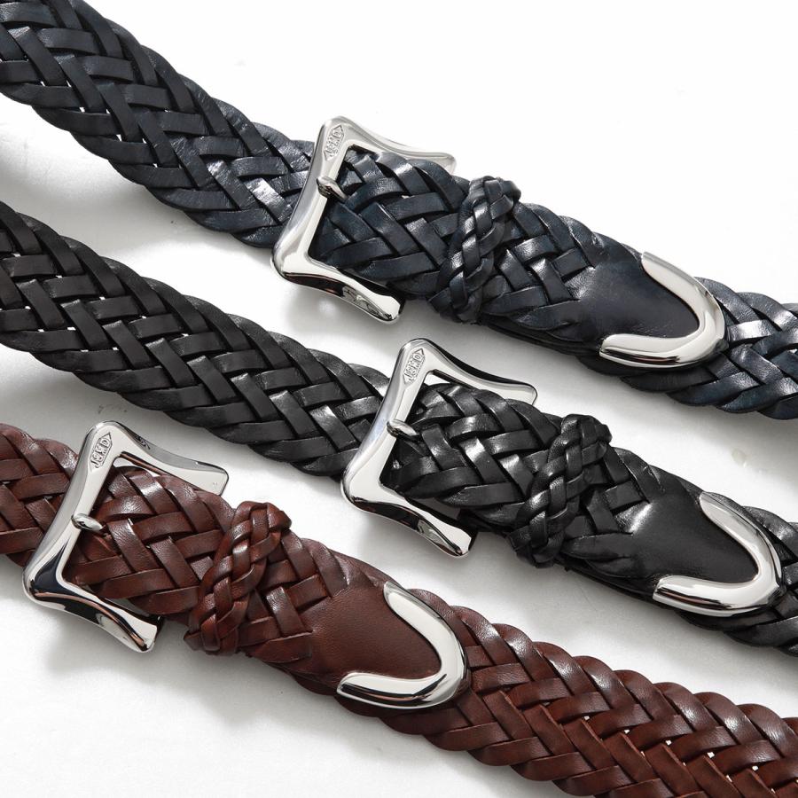 J.M. DAVIDSON 編み込みレザーベルト ブラック J&M Davidson（J＆M