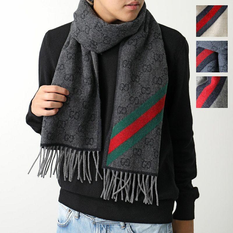 GUCCI（グッチ） マフラー 570603 3G200 メンズ GGロゴ フリンジ