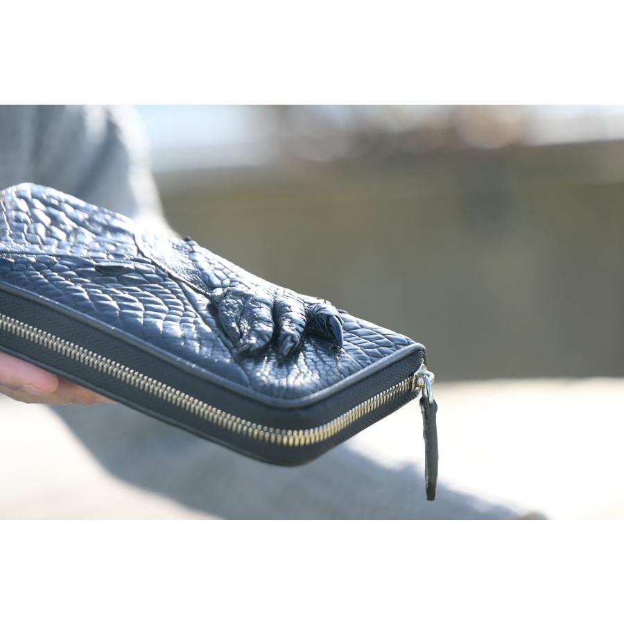 本革 爪付きクロコダイル革パッチワーク財布 長財布 ワニ 手 鰐 レザー