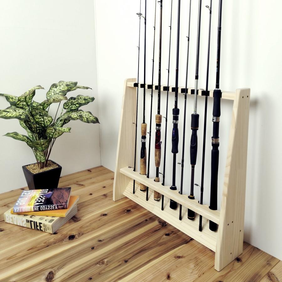 WOODWORKS ロッドスタンド 10本掛 (色：ナチュラル) 木製 日本製 片面