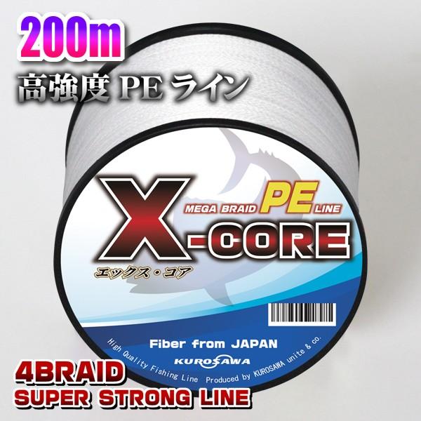 PEライン 200m 5色マルチカラー ホワイト イエロー グレー X-CORE 高