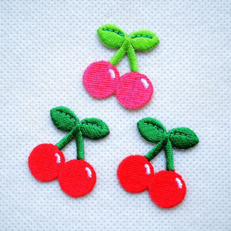 ワッペン アイロン おしゃれ 刺繍 さくらんぼ(3枚組) 名前 作り方