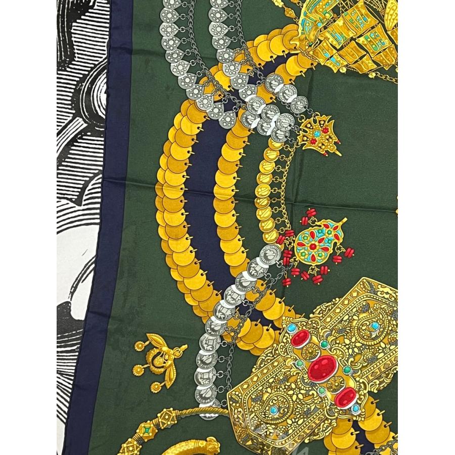 HERMES（エルメス） 中古 スカーフ 90 カレ HERMES KOSMIMA 宇宙 緑
