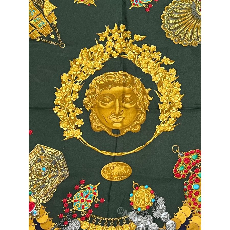 HERMES（エルメス） 中古 スカーフ 90 カレ HERMES KOSMIMA 宇宙 緑
