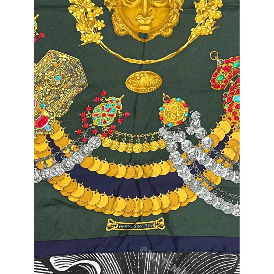 HERMES（エルメス） 中古 スカーフ 90 カレ HERMES KOSMIMA 宇宙 緑