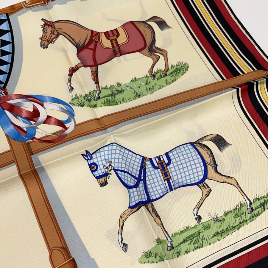 新品同様/ HERMES エルメス 馬着 カレ90 シルク100％ スカーフ
