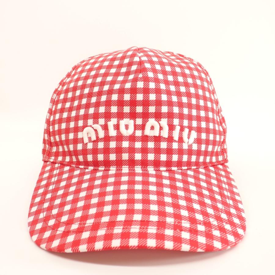 miu miu（ミュウミュウ） 美品 5HC1792B4L ギンガムチェック柄 ロゴ