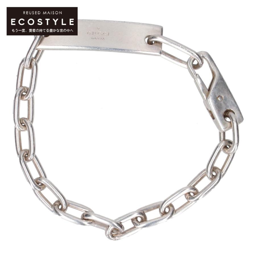 GUCCI（グッチ） ロゴプレート チェーンブレスレット 925刻印 シルバー