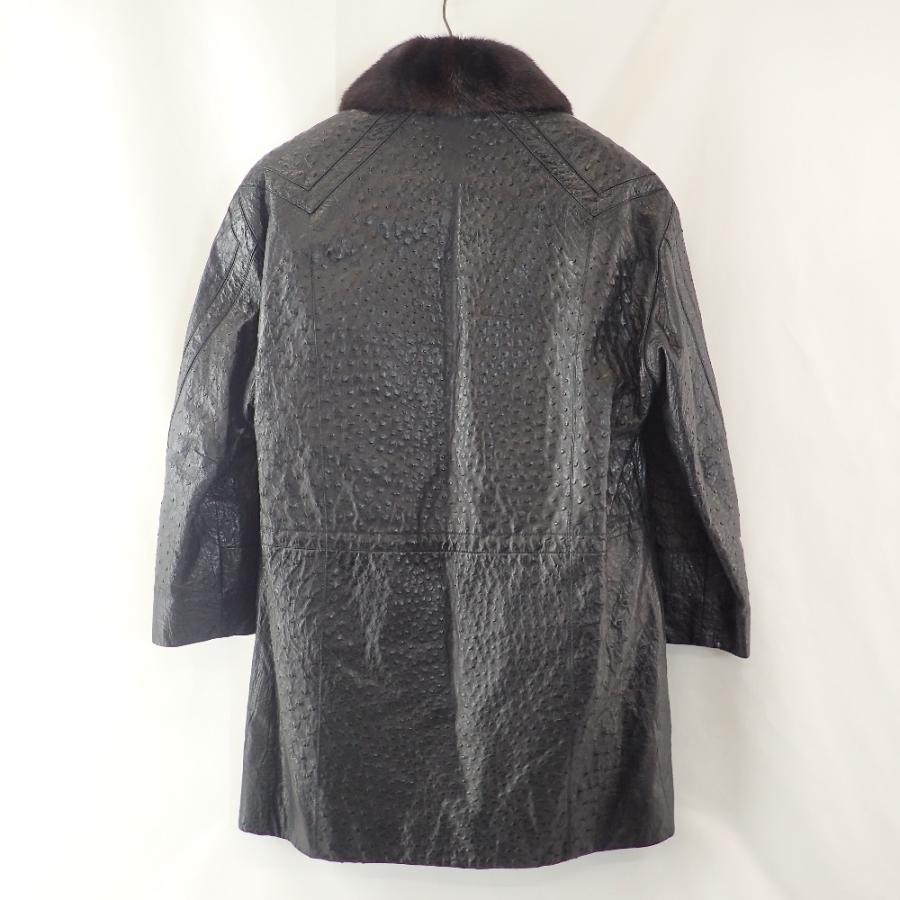 ZILLI ジリー FLAVIEN オーストリッチ ミンクファーカラー シルク