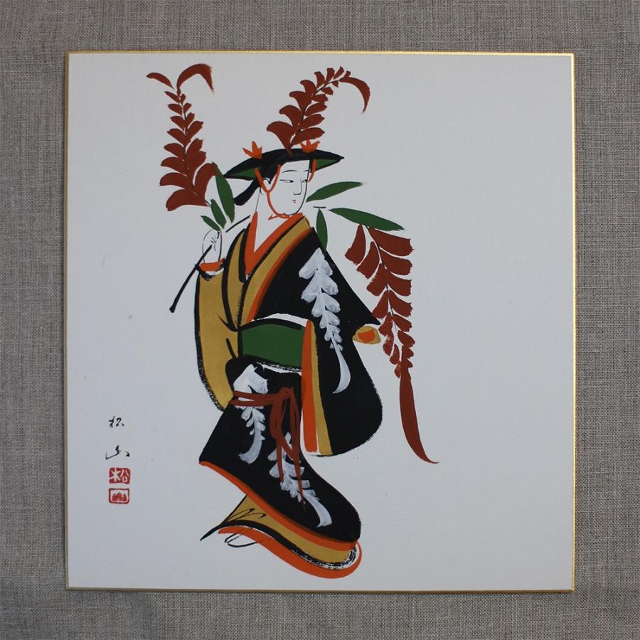 送料無料】大津絵 色紙「藤娘」肉筆｜滋賀県 伝統工芸品 : たちまち堂