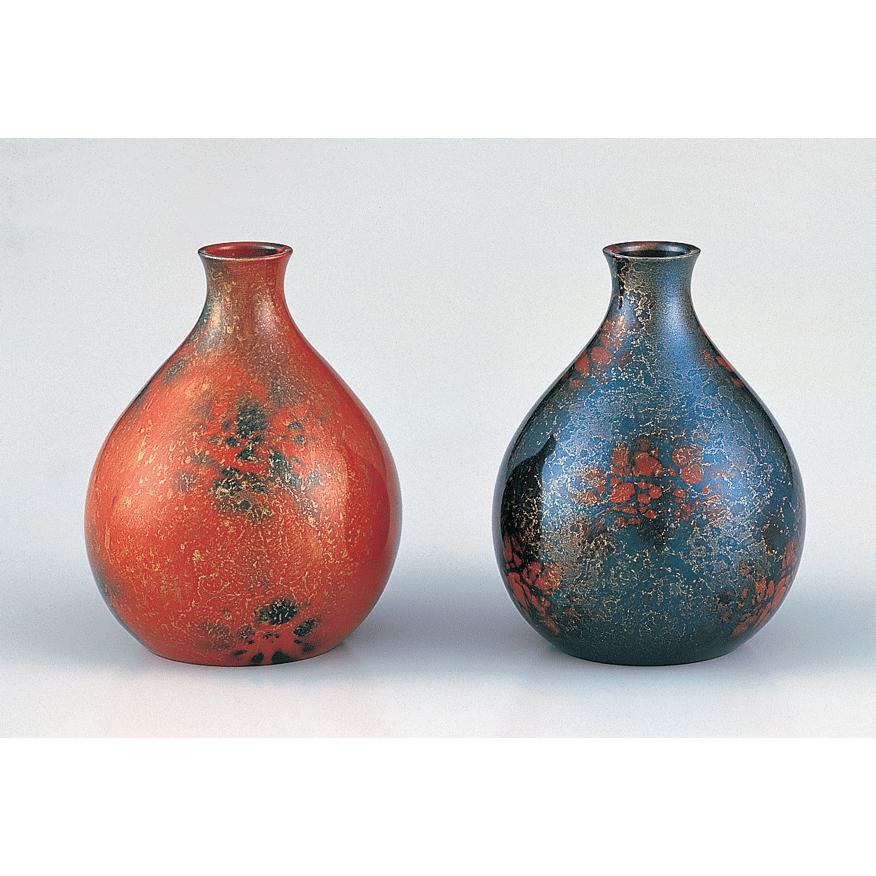 高岡銅器 銅製花瓶 寿想 4号（ブルー） 美術工芸品 記念品 花活