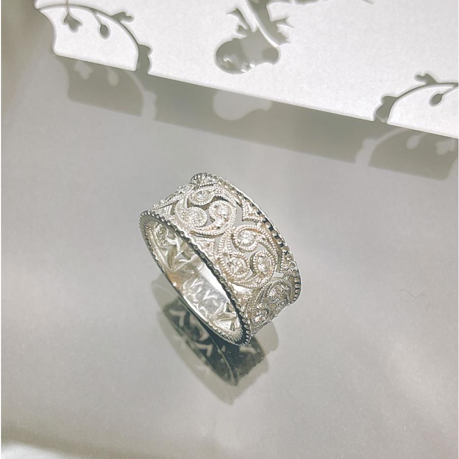 Ricco Ricco」K18ホワイトゴールド ダイヤリング ミル打ち