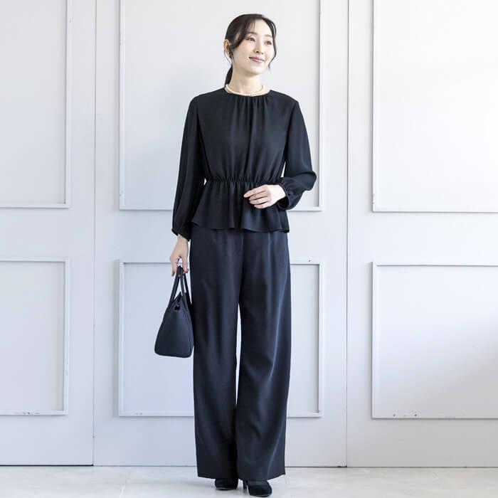 東京ソワール 喪服 ブラックフォーマル レディース パンツ スーツ 3点