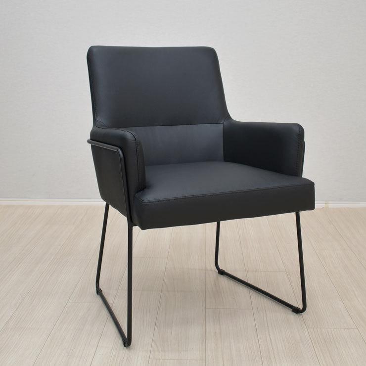 ダイニングチェア 本革張り 完成品 1脚入り スチール脚 lca-ch-343-bk