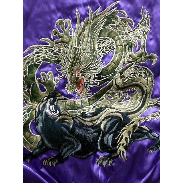 スカジャン 龍と黒豹刺繍 日本製本格刺繍のスカジャン : takafuku1915