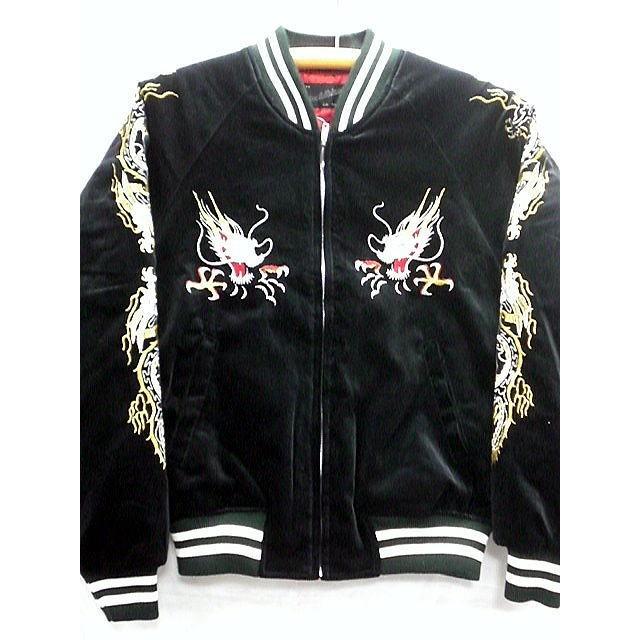 スカジャン 日本製本格刺繍のスカジャン2L 鷹と龍 別珍 : takafuku1915