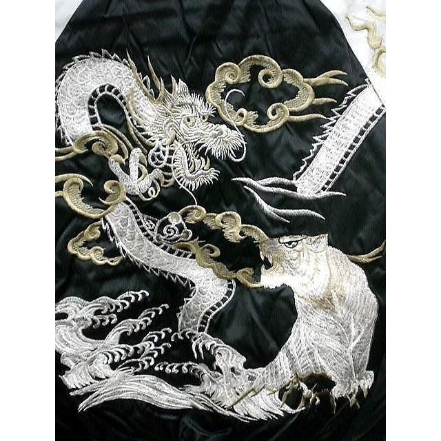 スカジャン つづき龍虎 日本製本格刺繍のスカジャン2L : takafuku1915