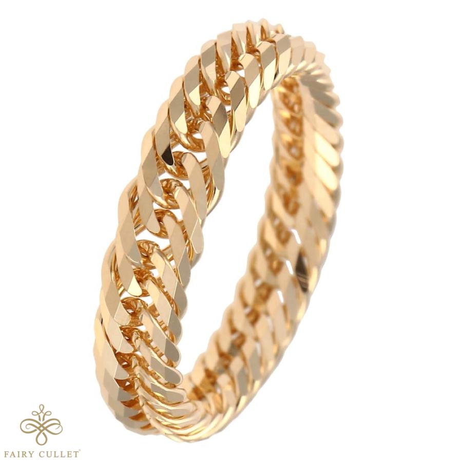 K18 12面トリプルチェーン型 喜平リング 日本製 18金 (21号、内径19.7