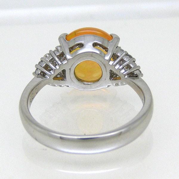 メキシコ オパール リング プラチナ ダイヤモンド 指輪 PT900 鑑定書