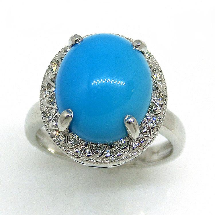 トルコ石 ターコイズ 指輪 プラチナ リング ダイヤモンド ダイヤ 12月