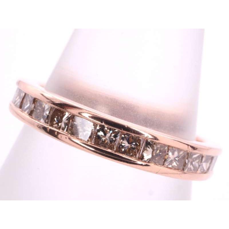 GSTV プリンセスカット ブラウンダイヤ1.35ct フルエタニティリング 13