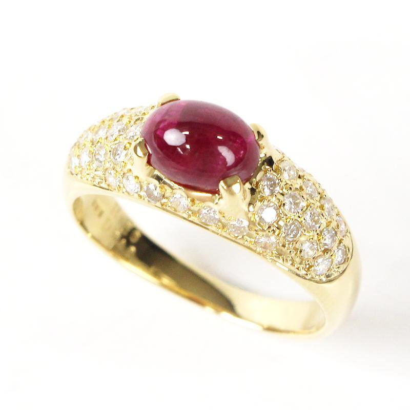 K18YG ルビーリング 18金 イエローゴールド ルビー ダイヤモンド 1.56