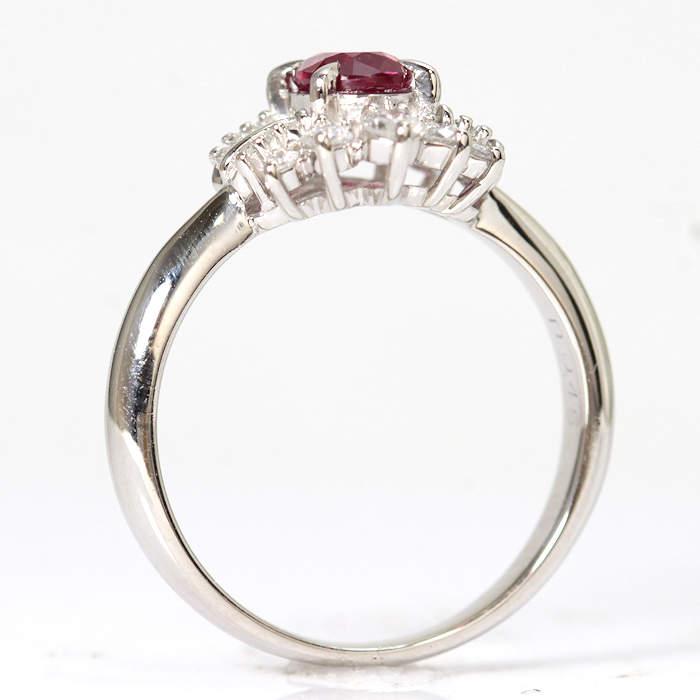 Pt900 ルビー リング 0.86ct 14号 大粒 ダイヤモンド 0.45ct プラチナ