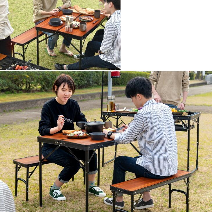 タンスのゲン 27日超お得 アウトドアテーブル セット 幅90 折りたたみ
