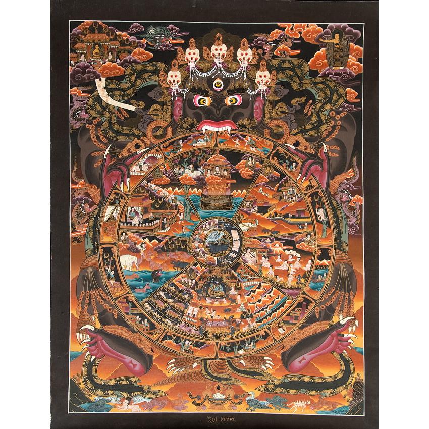 送料無料 タンカ 仏画 マンダラ チベット 〔Raj Lama作 一点物〕タンカ