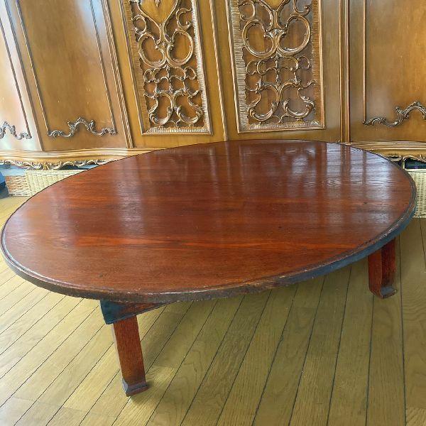 VINTAGE ヴィンテージ*古木 無垢材の折り畳み ちゃぶ台 120cm*特大 丸