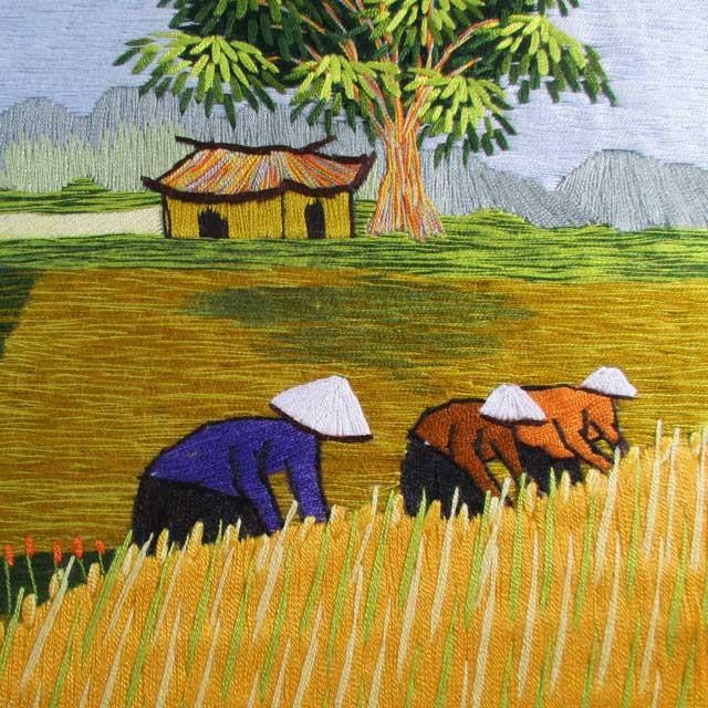 刺繍絵 アート 絵画 芸術 作品 ベトナム 雑貨 ハンドメイド 風景画
