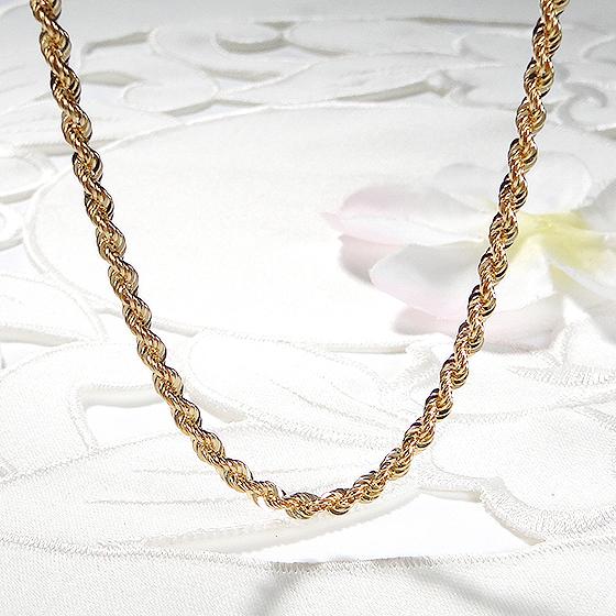 K18YG イタリア製 中空パイプロープ 060 ネックレス 50cm 18金